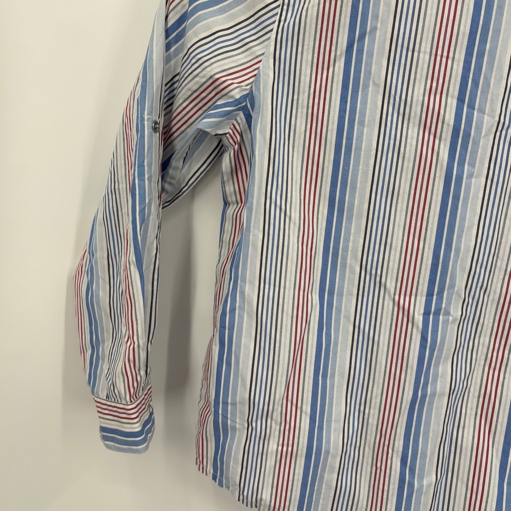 Alfred Dunner Women 12P Nautical Sailboat Striped Roll Tab Sleeve Shirt Blue - Picture 5 of 14
